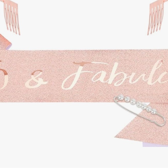 Pink 40th birthday sash and centerpiece decor - Picture 3 of 6